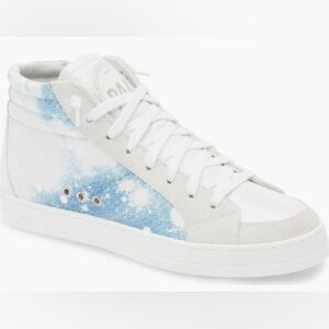 P448 Skater High-Top white and Blue Sneakers NEW 6.5-7